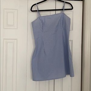 blue and white striped dress